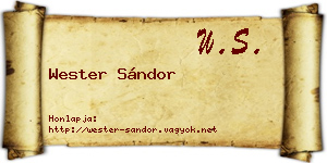 Wester Sándor névjegykártya
